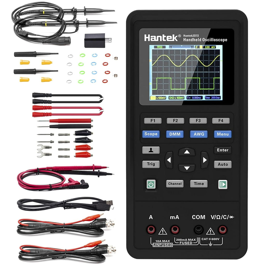 Hantek 3in1 2D72 Digital Oscilloscope Waveform Generator 70MHz Handheld Multimeter USB Portable