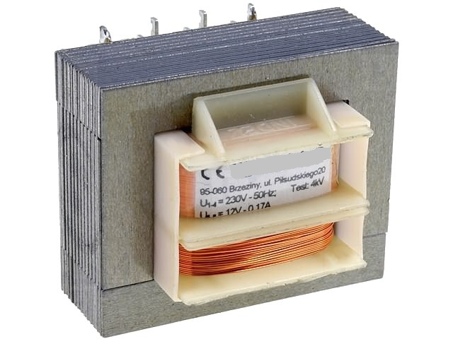 Transformer in 230VAC, out 12V 0.17A, power 2VA