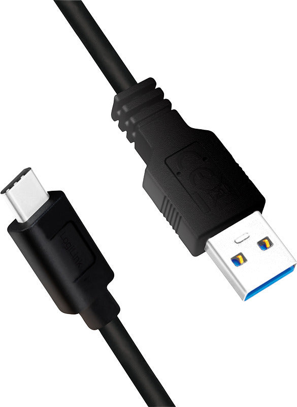 USB Cable 3.2v, Fast Charging, USB A Plug, USB C Plug, 1 meter, Black, 5Gbps, 15W, 3A, 5V