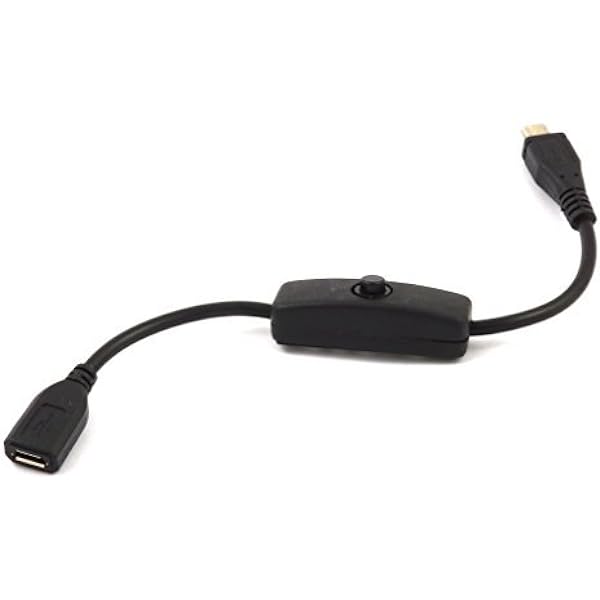 Cable Power Micro USB to Female Micro USB with Power Switch in Black