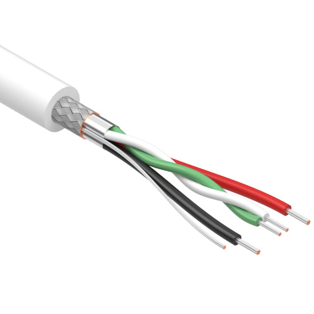 Multi-Conductor Cable, 4 Wire Conductors, 28AWG/26AWG, 4.5mm, 30V, White, (per 1 meter)