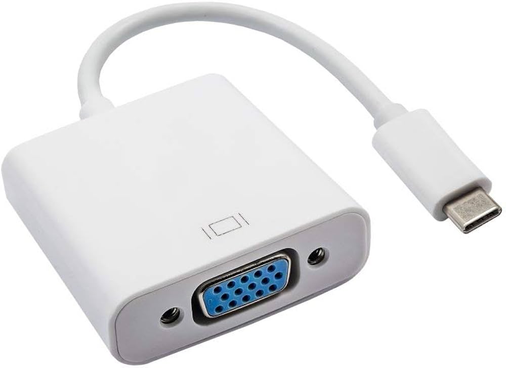 VGA to USB 3.1 Adapter, USB 3.1 C Plug, VGA 15pin HD Socket, White