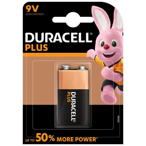 9v Battery, Alkaline, 6F22, DURACELL, PLUS