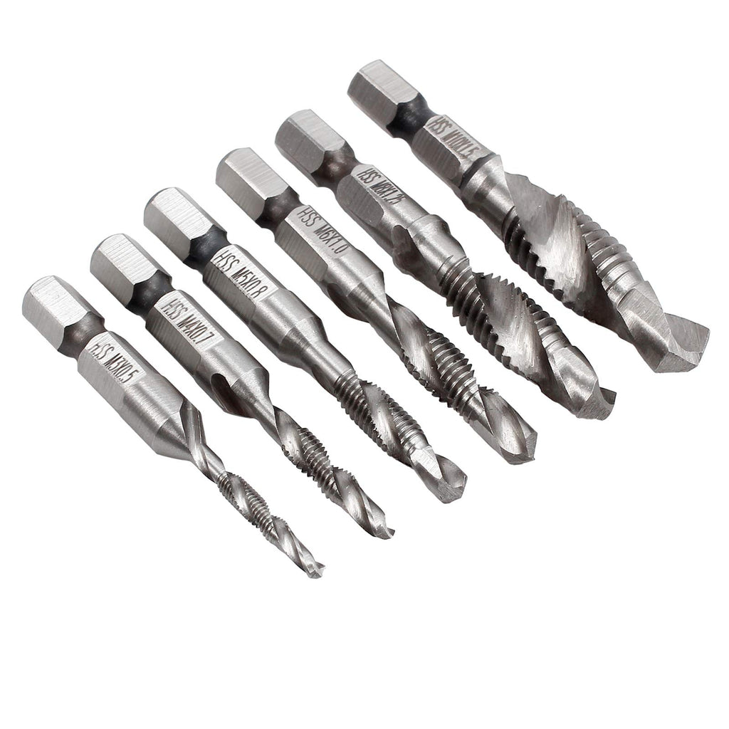 Drill Bit Set, 6pcs, Hex Shank Titanium Plated