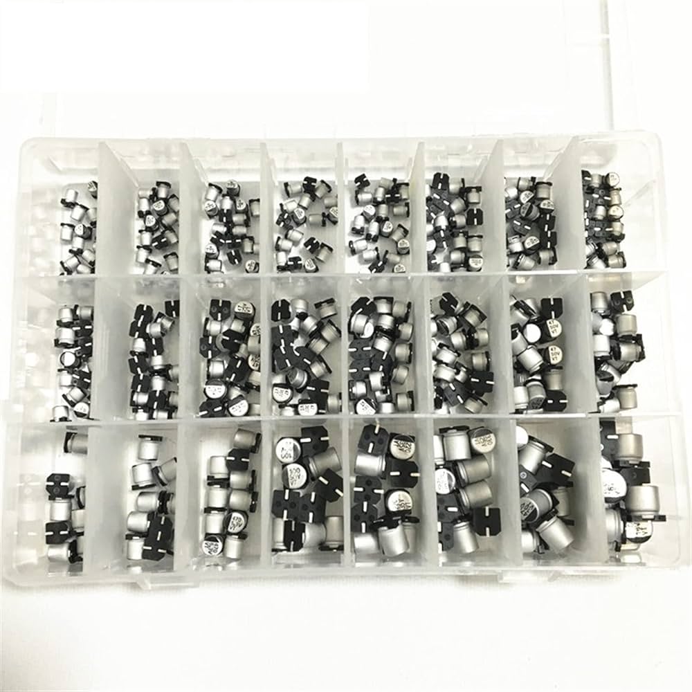 SMD Capacitors Kit, 1uF to 1000uF, 6.3v to 50v, 400pcs, 24 Value