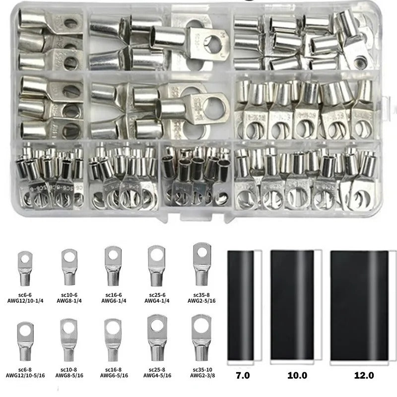 Electrical Terminals for Cable Lugs, Mix Sizes, 100pc