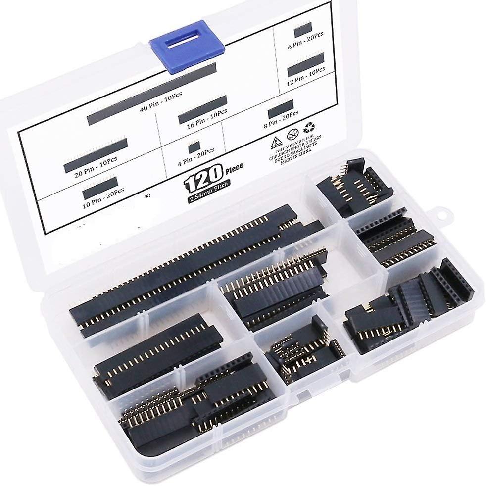 Female Pin Header 2.54mm Socket Connector Strip Assortment Kit Straight Single Row, 120pcs