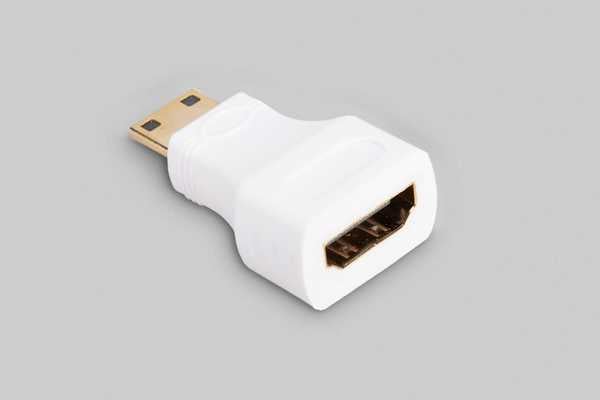 Mini HDMI Male to HDMI Female Adapter, White