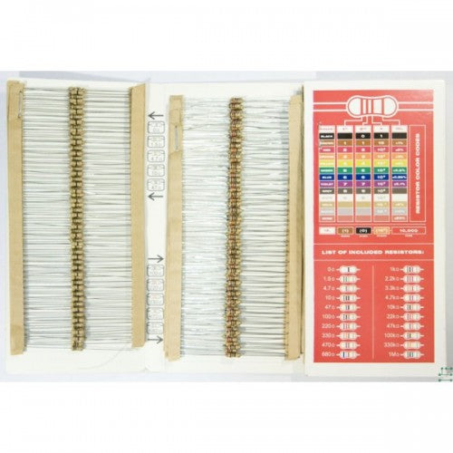 Resistor Kit, 1/4W (500 Total) 20 Values