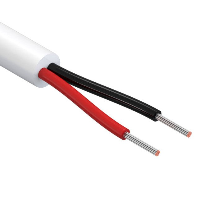 Multi Conductor Cable, 2 Conductor/Wire, 18AWG, 5.4mm, 300v, White, (per 1 meter)