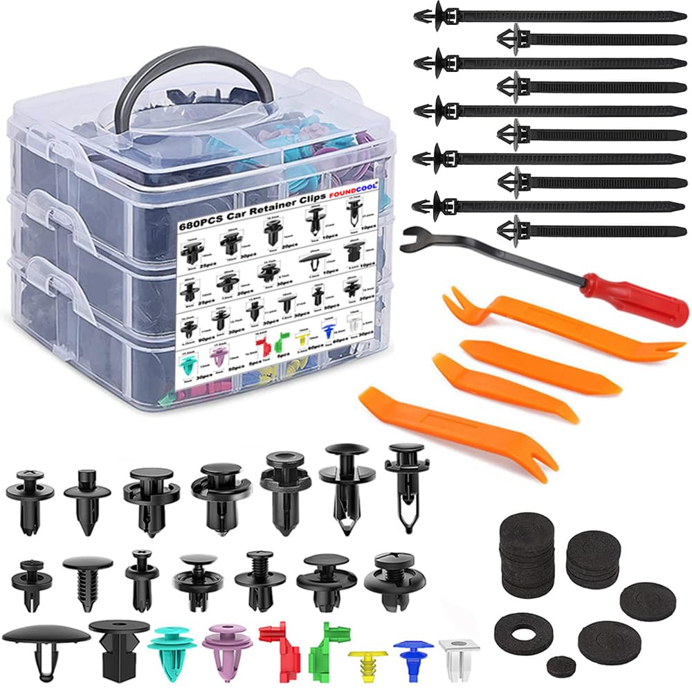 Car Retainer Clips, Bumper Clips, Plastic Fasteners Kit, 680pcs, 35 Tools