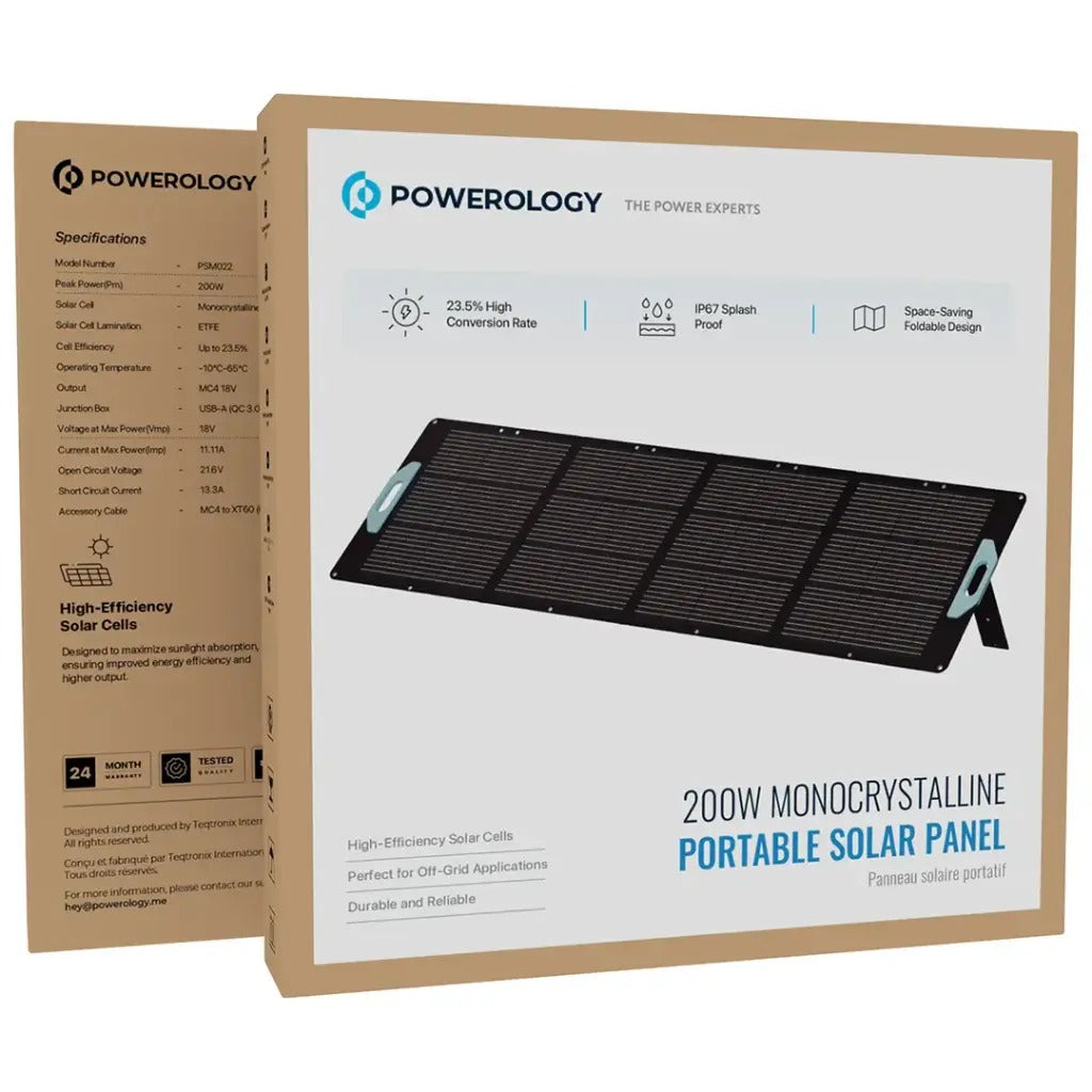 Powerology Portable Solar Panel 200W -Black