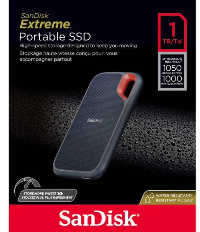 SanDisk 1TB Extreme Portable External SSD V2, Up to 1050 MB/s Read & Up to 1000 MB/s Write Speeds, USB 3.2 Gen 2