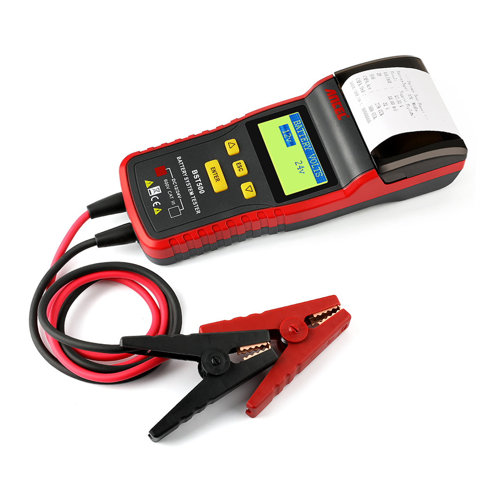 Car Battery Tester, 12V and 24v, 2000CCA, with Thermal Printer