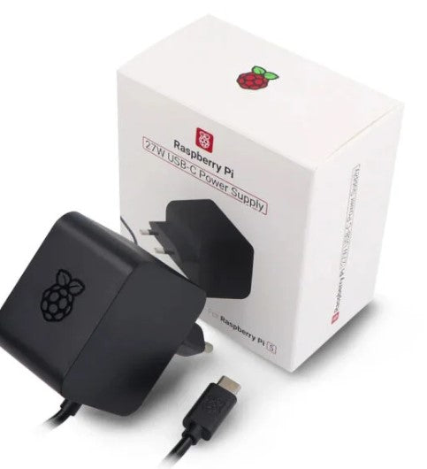 Raspberry Pi 5, Power Supply, 100 to 240VAC, 5A, USB C, Black, 1.2m