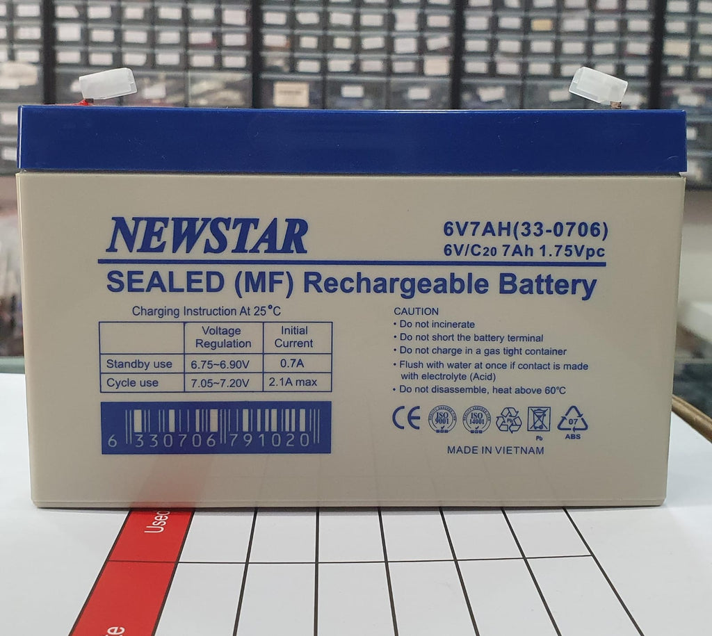 Rechargeable Lead Acid Battery, SMF Battery, 6V, 7A