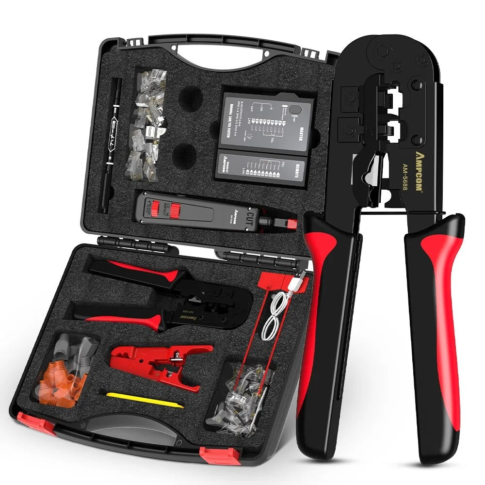 RJ11 and RJ45 Crimper LAN Tester Tool Set