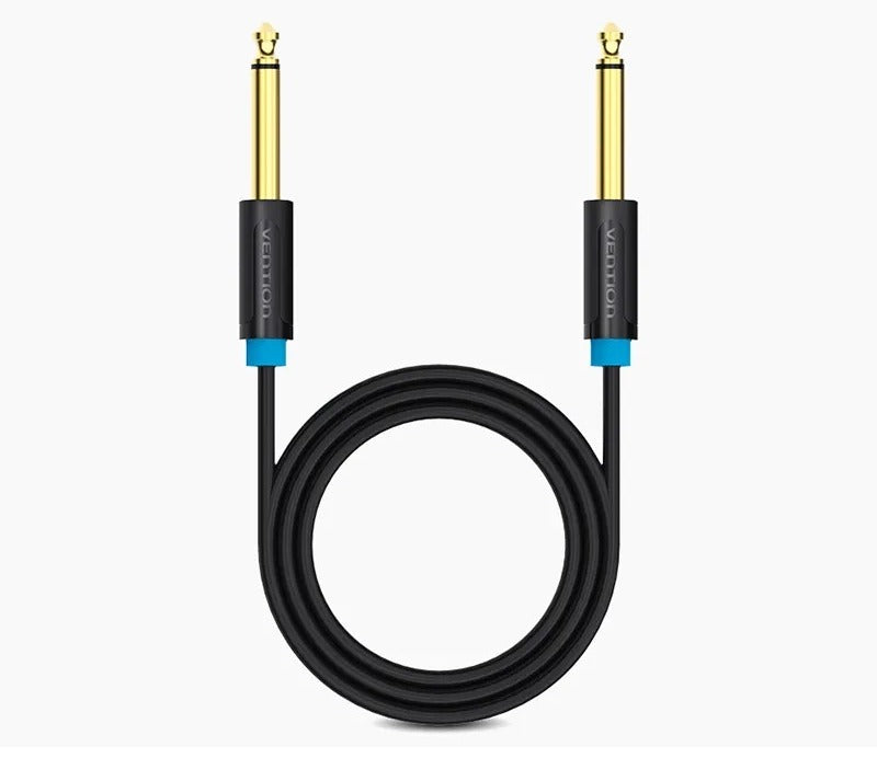 Audio Cable, Jack 6.35mm Plug Both Sides, 10m, Black