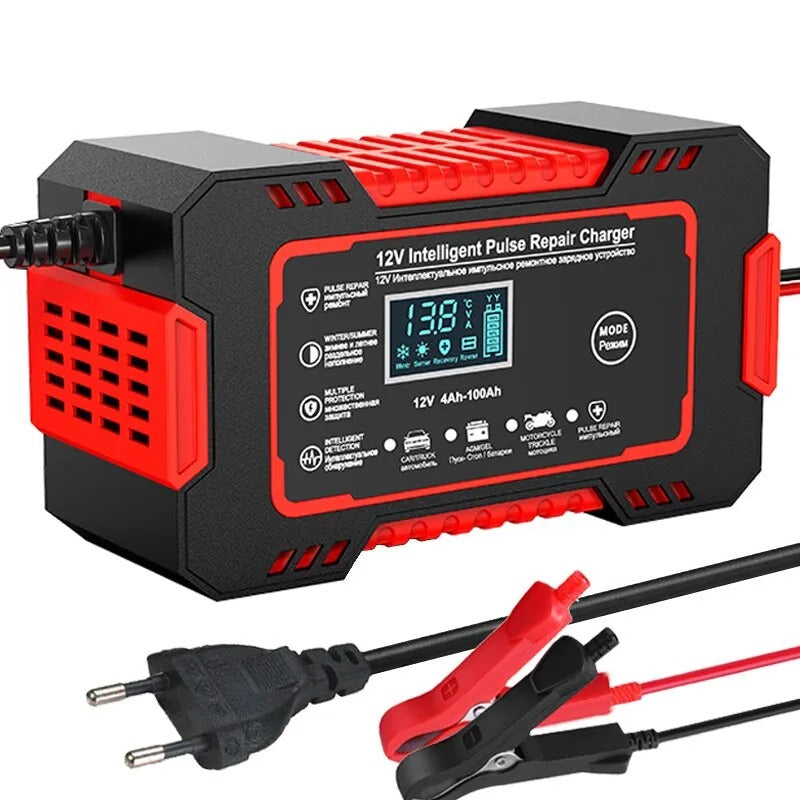 Battery Charger 12V, 6A, LCD Display, AGM and GEL and Lead-Acid Battery Charge