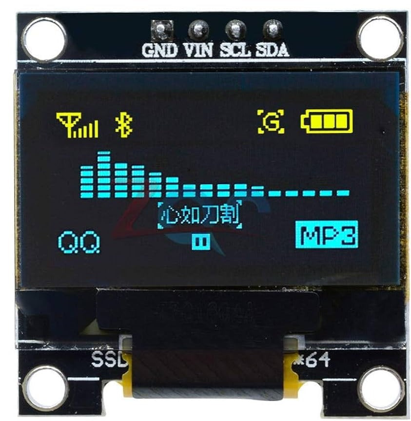 OLED Display Module, Yellow, 0.96", SSD1306, 128x64