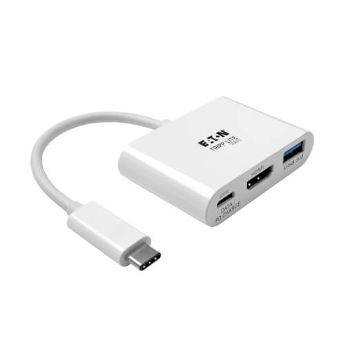 USB-C to HDMI Adapter, 4K Adapter with USB 3.1, 5Gbps, Hub Ports and, 60W PD Charging, White, Brand - Tripp Lite