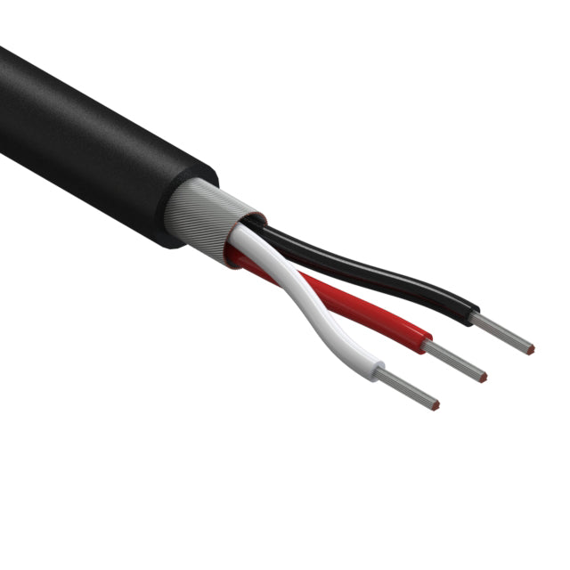 Multi Conductor Cable, 3 Conductors Wires, 32AWG, 2.65mm, 150V, Black, (per 1 meter)