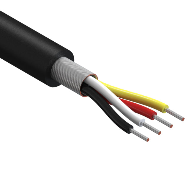 Multi Conductor Cable, 4 Conductors Wires, 32AWG, 2.65mm, 150V, Black, (per 1 meter)