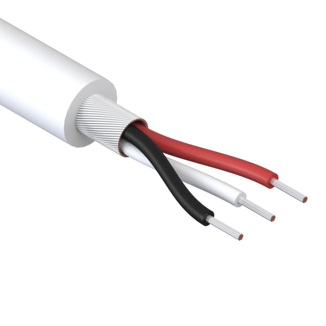 Multi Conductor Cable, 3 Conductors Wires, 32AWG, 2.65mm, 150V, White, (per 1 meter)