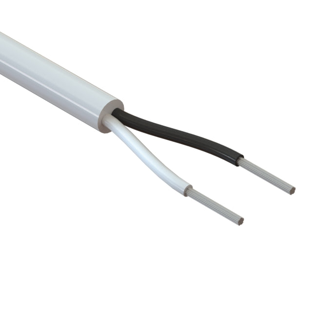 Multi Conductor Cable, 2 Conductor/Wire, 18AWG, 300v, 5.4mm, White, (per 1 meter)