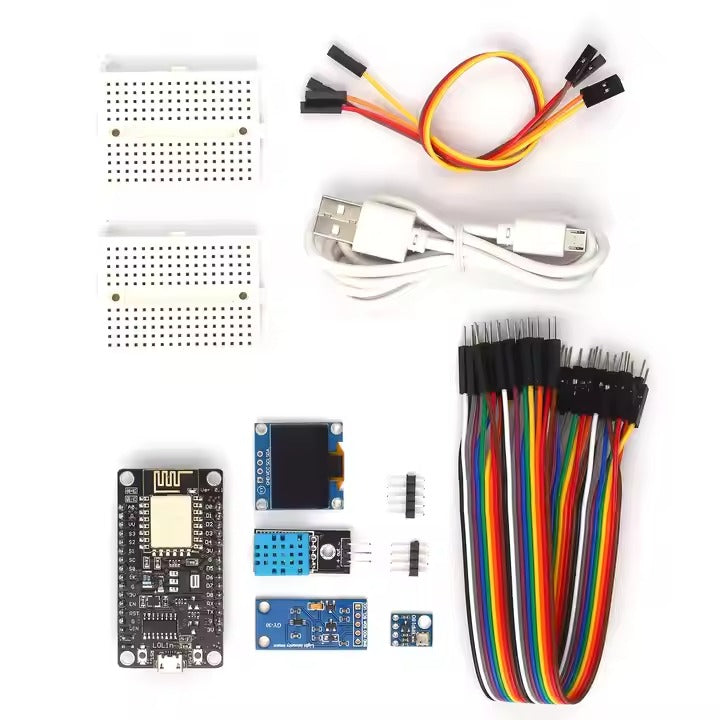 ESP8266 Weather Station Kit, Temperature, Humidity, OLED Display Module Breadboards