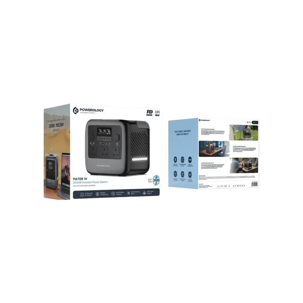 Powerology Pater IV Portable 1102.5Wh, Power Generator 2000W- Grey