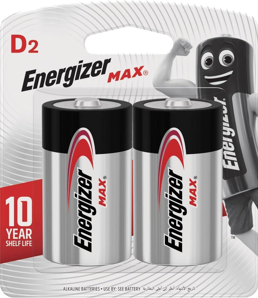 Energizer Max 1.5V Battery Type D, Per Pack (2pcs)