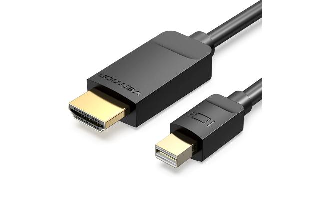 HDMI DisplayPort Cable 1.4, HDMI plug, Mini DisplayPort Plug, 2 meters, Black