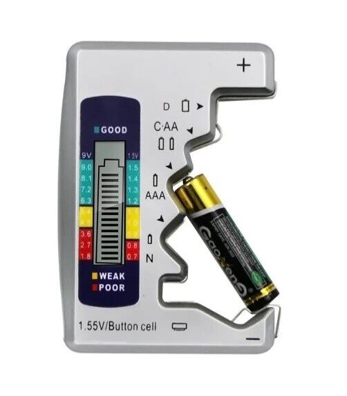 Digital Battery Tester, Battery Sizes C D AA AAA 9V 1.5V Button Cell Battery