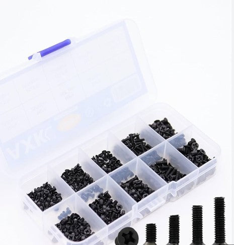 Screw Flat Head Phillips, Screws Set Kit, 500pcs, sizes M2, M2.5, M3