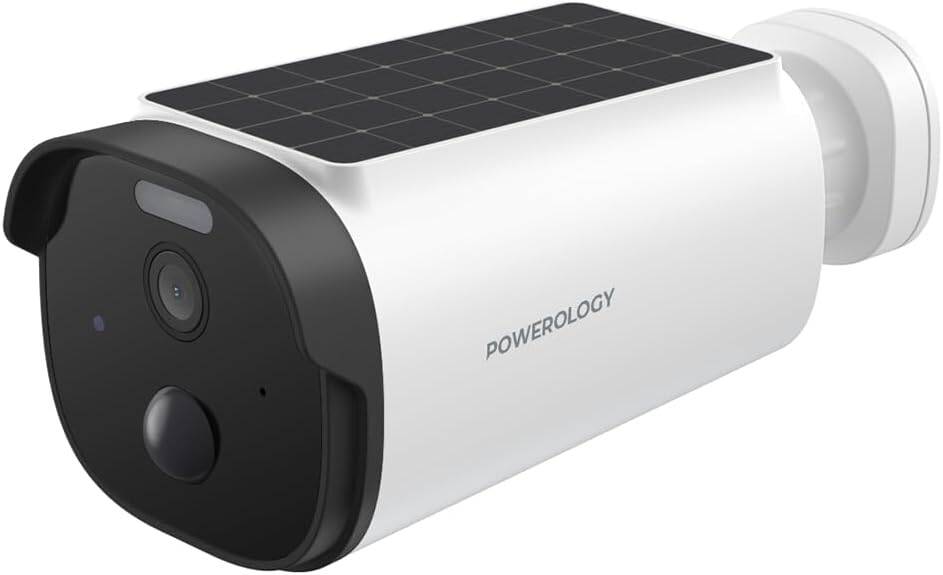 Outdoor Smart Waterproof Solar Camera with, 5W, 5200mAh, 256GB, White, Brand: Powerology