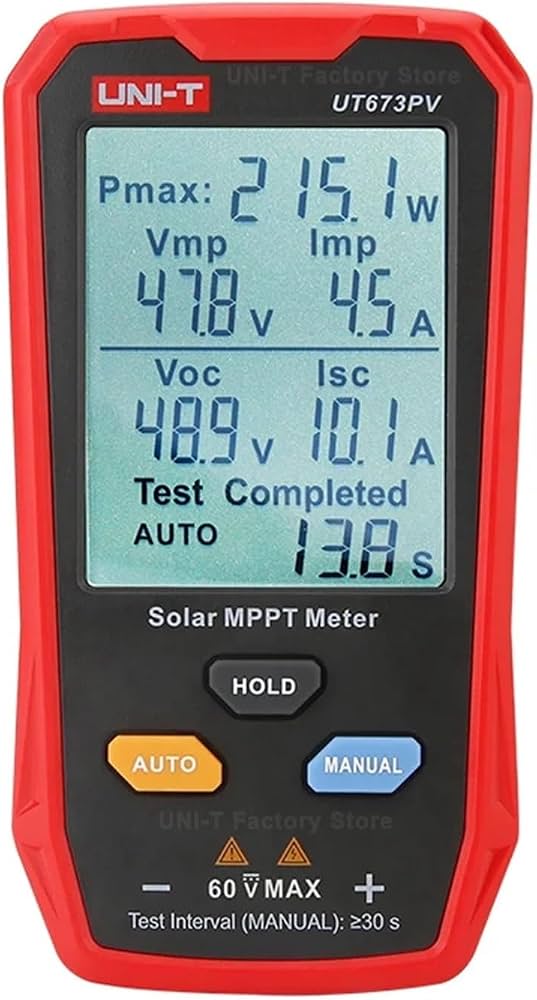 Solar MPPT Meter, Photovoltaic Panel Tracker, Tester Maximum Power, Pmax, Vmp, Lmp, Voc, Lsc, UT673PV