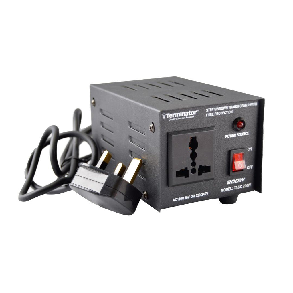 Transformer, Voltage Converter, 230V AC to 120V AC, 200W, Terminator