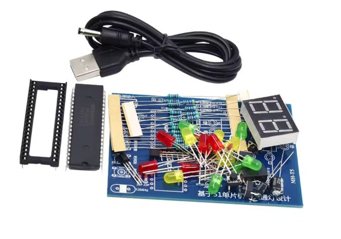 Traffic Light Controller Kit, STC89C52 51 Single Chip Microcomputer, Electronic DIY School Kit