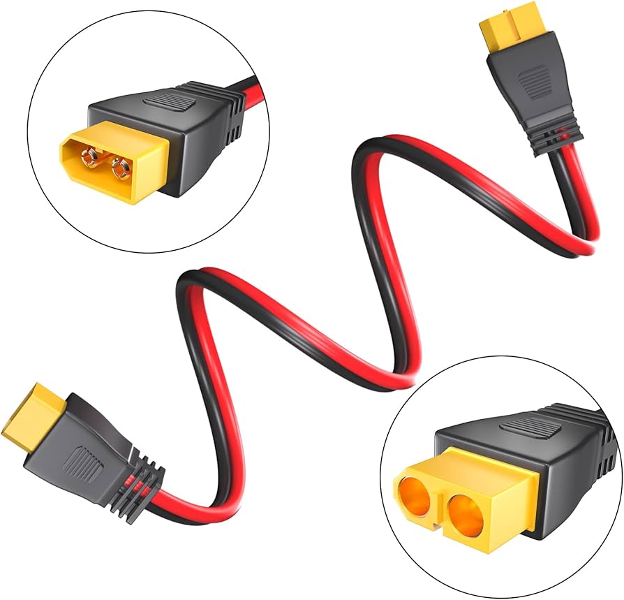 XT60 Extension Cable, 12AWG, XT60 To XT60 Cable, 3 meters, with Male To Female Connectors for Solar Panel
