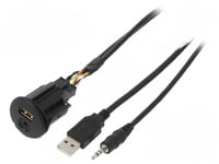 USB/AUX Adapter, Input: Jack 3,5mm 3pin Plug, USB A Plug, Output: USB A Socket, Jack 3.5mm Socket