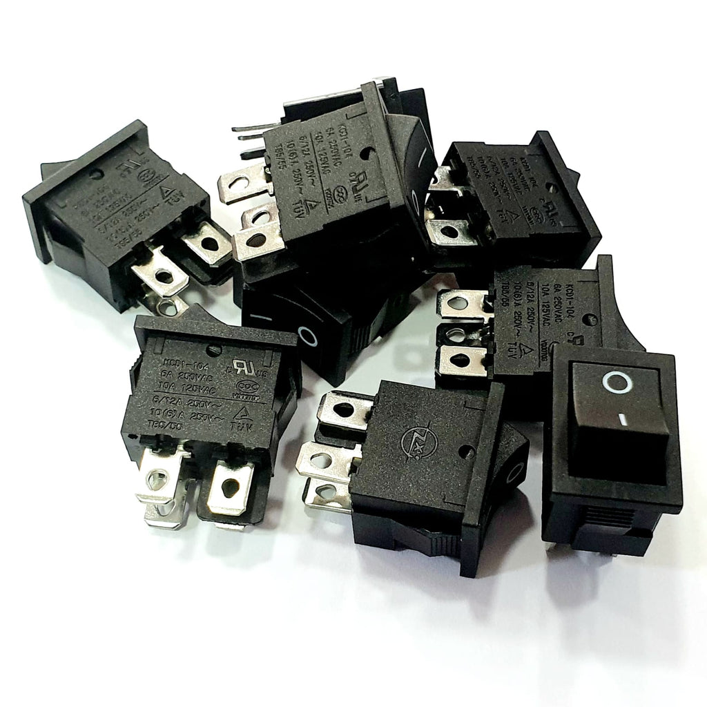 ROCKER SWITCH BLACK ON/OFF 6A 250VAC