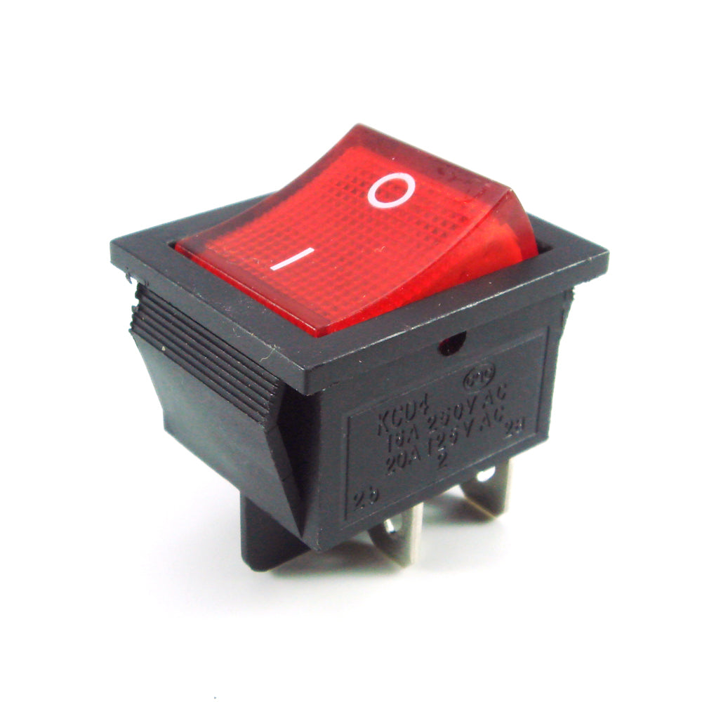 ROCKER SWITCH Red ON/OFF DPST (WITH LAMP) 16A 250VAC PANEL MOUNT