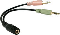 Audio Cable, Jack 3.5mm 4pin Socket, Jack 3.5mm 3pin Plug x2, 150mm