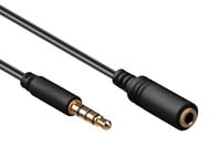 Audio Cable, Jack 3.5mm 4pin Plug, Jack 3.5mm 4pin Socket, 3m Black