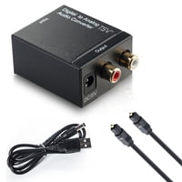 RCA Digital Optical Coaxial Toslink Signal To Analog Audio Converter Adapter, With Fiber Optical Cable