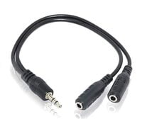 3.5mm Audio Cable Adapter 4pin, 1x Male to 2x Female Stereo, 0.11m