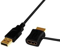 HDMI Adapter cable,  HDMI 1.3 and 1.4, HDMI plug, HDMI socket, USB A plug, 0.5m