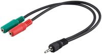 Audio Cable, Jack 3.5mm 4pin Plug, Jack 3.5mm 3pin Socket x2, 0.3m