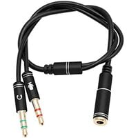 3.5mm Audio Splitter Cable Adapter 4pin, 3.5mm Female to 2x 3.5mm Male, 32cm, for Microphone & Earphones